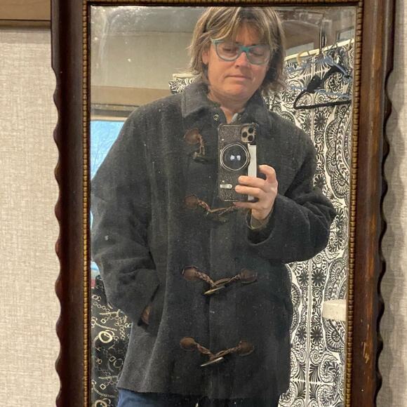 VTG Talbots Charcoal Gray 100% Wool Lined SHORTENED Coat Toggle Style Buttons - Picture 14 of 14